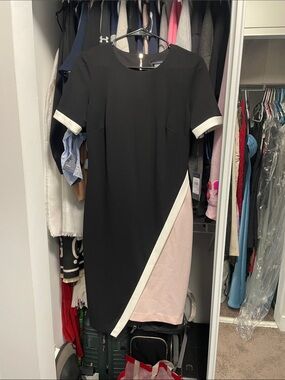 NEW with tags Tommy Hilfiger Black, Blush & White Colorblock Midi Dress